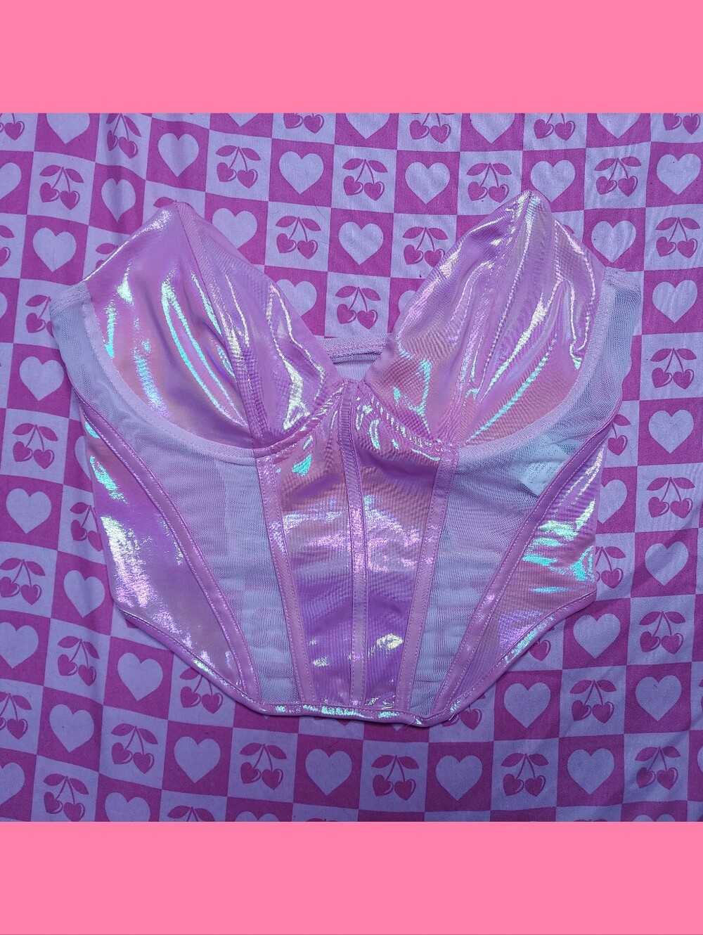 Pink Holographic Corset Top